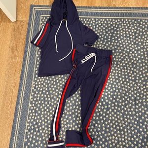 Matching Hoodie & Leggings Set with Stripe Detail